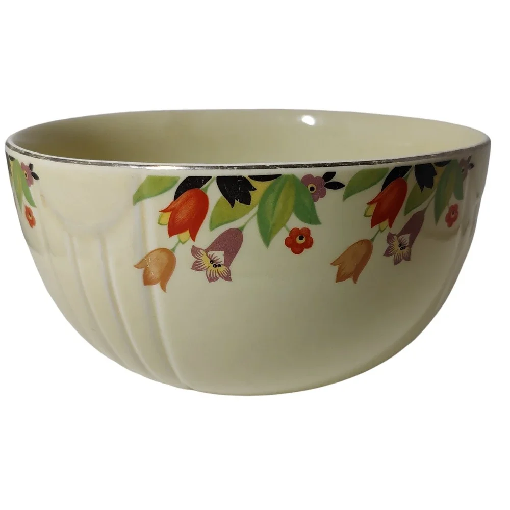 Halls Superior Mixing Bowl Crocus Quality Kitchenware Floral Pattern‎ Yellow SEE